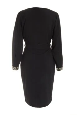 Black Geometric Trim Wrap Mini Dress -Glamourista 00100039773 ZB